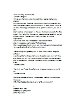 Turkmen–English Small Glossary (2000 words)
